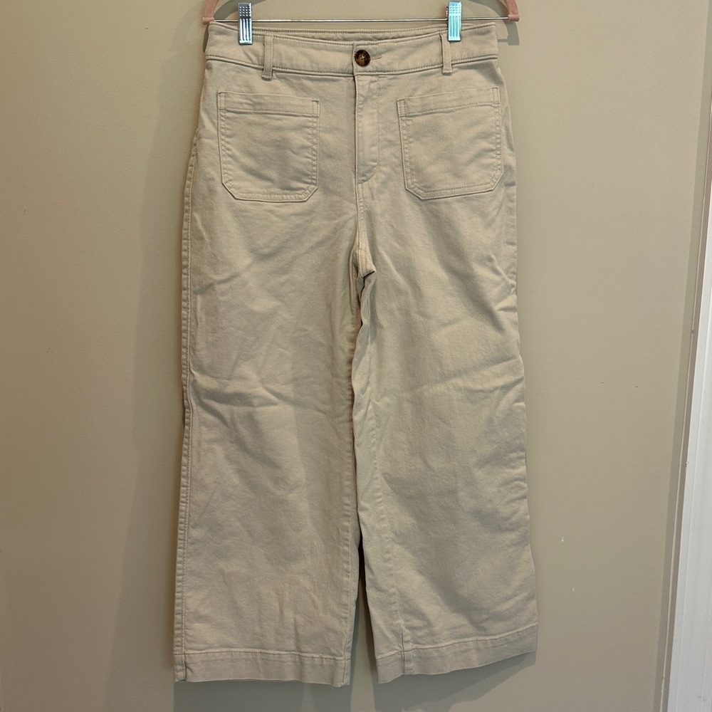 LOFT Off White Wide Leg Denim Pants